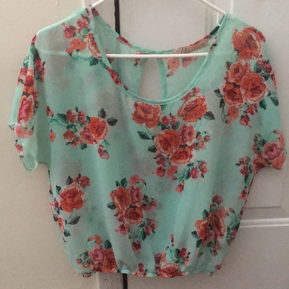 Baby blue flower blouse